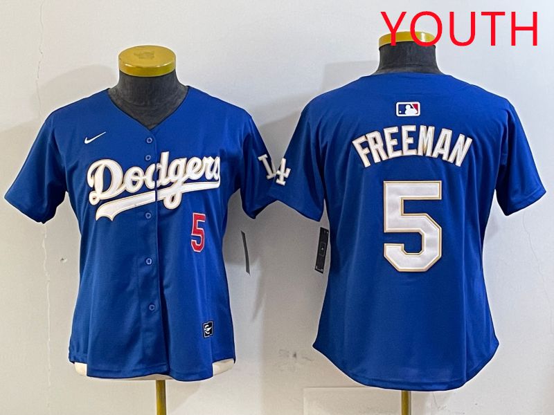 Youth Los Angeles Dodgers #5 Freeman Blue Gold Game 2025 Nike MLB Jersey style 1->youth mlb jersey->Youth Jersey